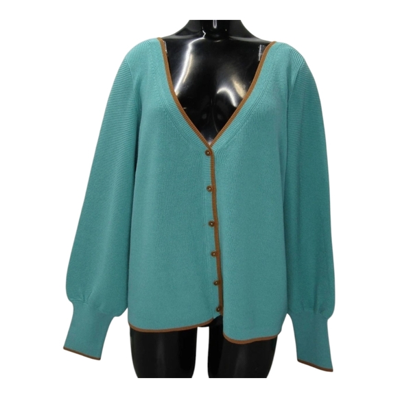 Etcetera Women's Silky Blue Cardigan Sweater Seafarer Teal  Sweater SZ Medium - Picture 1 of 12